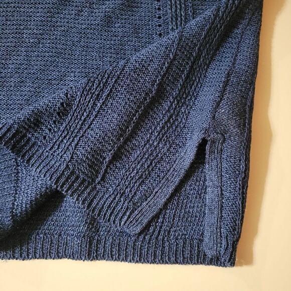 Eddie Bauer Women's Blue Knit V-neck Hooded Long Sleeve Sweater - Picture 8 of 11